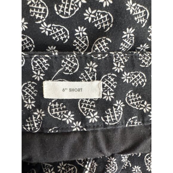Loft  Womens 6" Short Black Pineapple Print  Size 10 100% Cotton Casual Summer - Picture 4 of 5